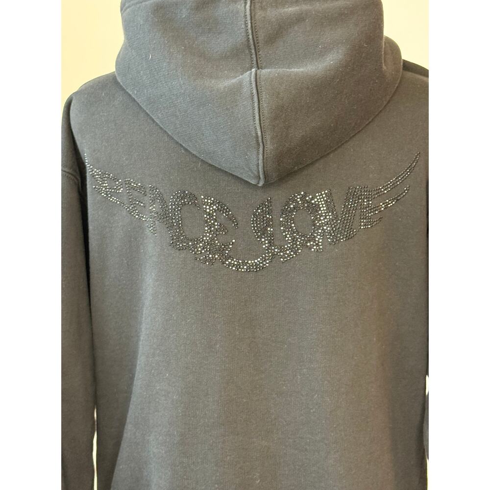 Zadig & Voltaire Harper Peace & Love Diamanté Hoodie Sweatshirt - Picture 6 of 8
